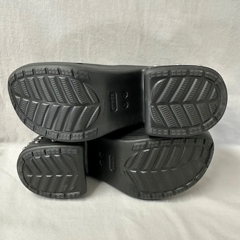 Crocs Siren Studded Platform‎ Clog Mule Black Mens Size 11 Goth Bratz
